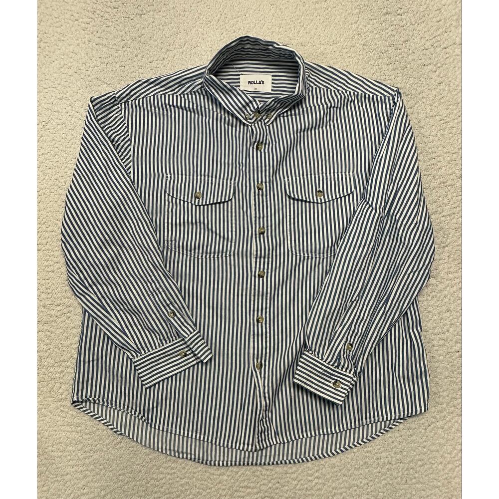 Rollas Womens Striped Long Sleeve Button Down Size 12
